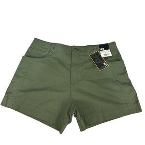 Lee Womens 4 Inch Shorts Olive Grove Size 14 Lightweight Casual Fit With Pockets